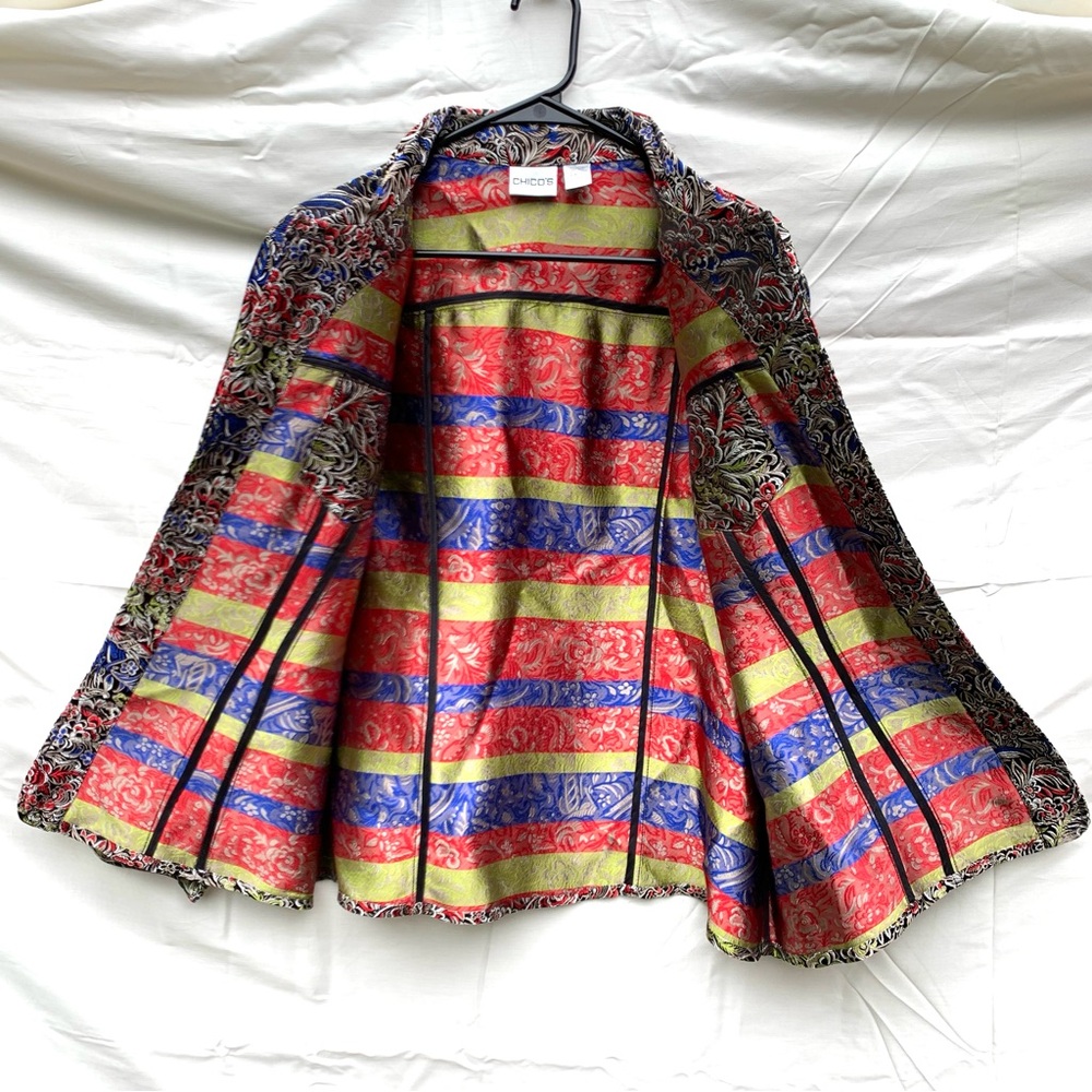 Chicos Floral Paisley Silk Blend Blazer Womens Sz… - image 5